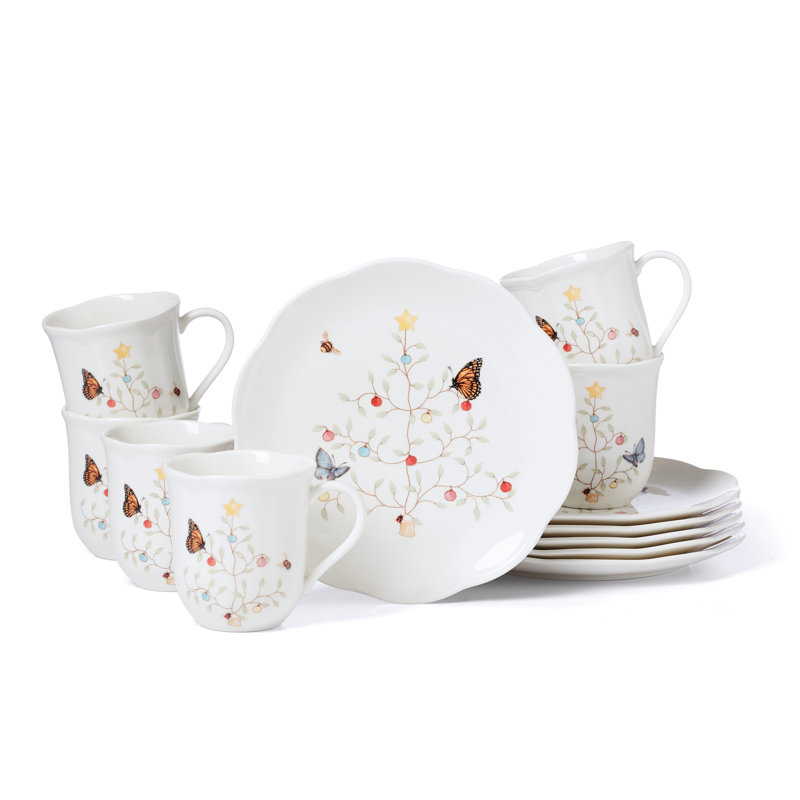 Lenox Butterfly Meadow Porcelain China Dinnerware Set of 12 Wayfair